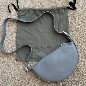 ALL SAINTS HALF MOON LEATHER CROSSBODY BAG